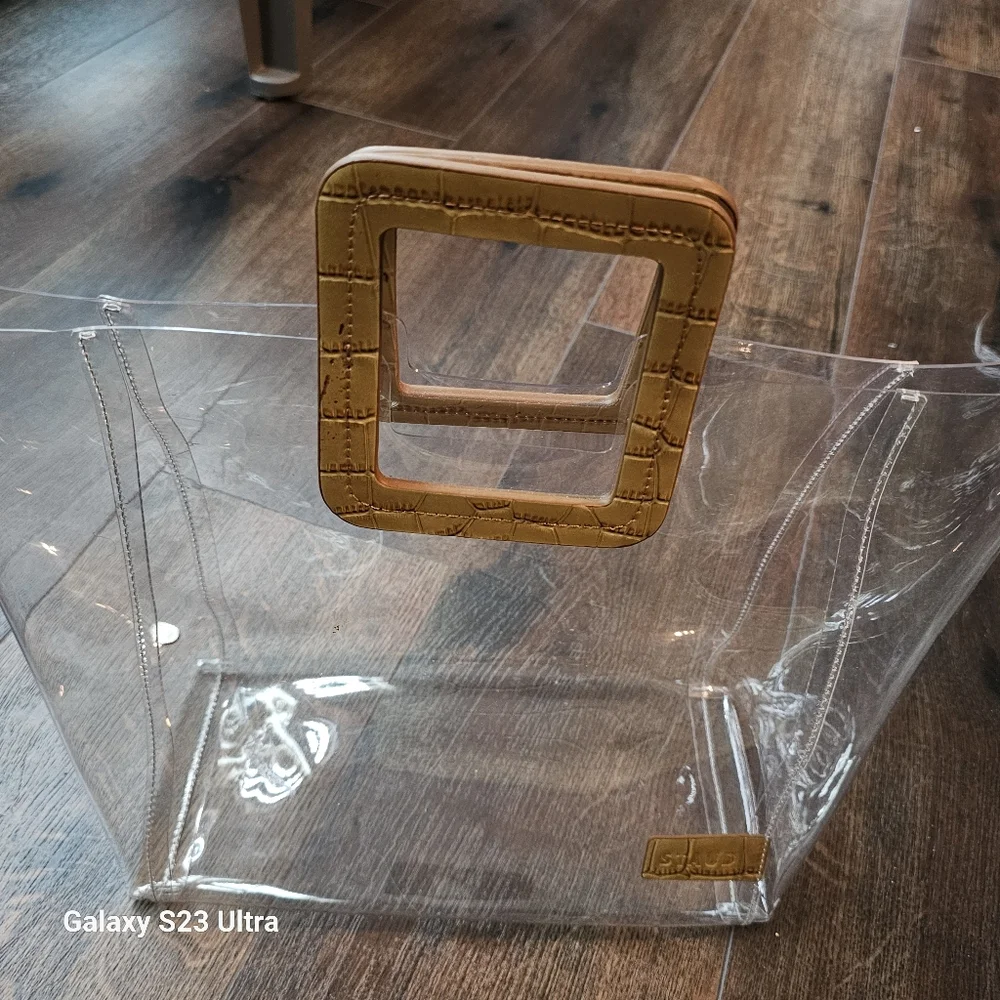 STAUD Shirley Clear Purse with Inner Clutch Faux Crocodile Print - Picture 7 of 12